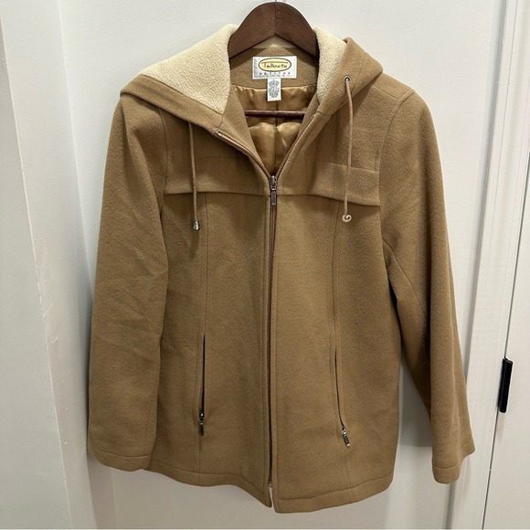 Talbots Jackets & Blazers - Talbots Women's Small Petites Camel Wool Blend Hooded Zip Up Jacket‎ Coat